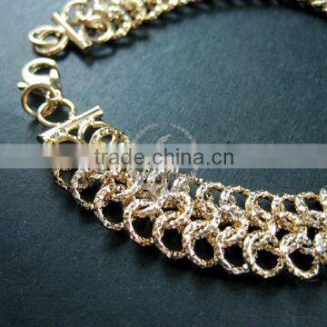 19cm 14K Light Gold Plated Brass Faceted Circle Round Link Fashion DIY Bracelet Supplies 1900061 photo-3