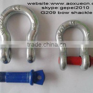 Galvanized safe screw pin bow shackle, crane rigging shackle