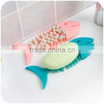 creative fish bone shape silicone soap box, bathroom Drain soap dish soap holder