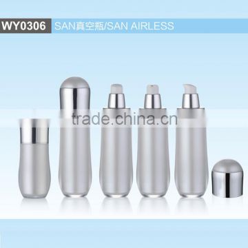 WY0306 unique cylindrical SAN airless bottle, cosmetic lotion bottle