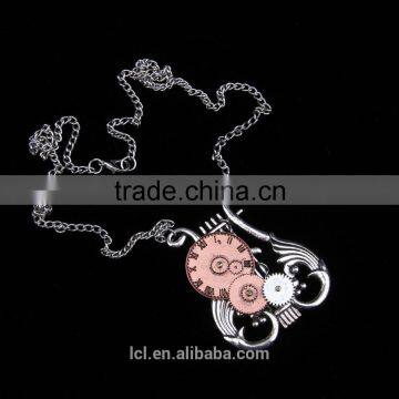 2015 Yiwu Fashion Jewelry Hot Sale Pop Steampunk Necklace Gear Steam Watch Pendant Statement Necklace Hiphop photo-4