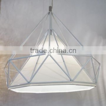 Loft Nordic Fabric Diamond Shaped Vintage White Wrought Iron Pendant Lighting