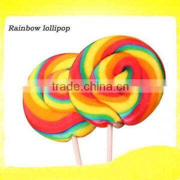 Rainbow candy flat swirl lollipops candy