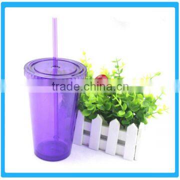 Wholesale Plastic Colorful Double Wall Straw Mug