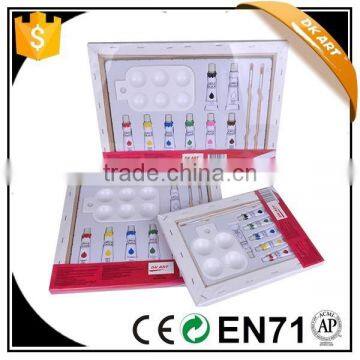 Professional manufacture ,factory supply,Painting set with 1pc stretched canvas,6pcs acrylic paints,1pc Brush,and 1pc palette