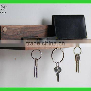 Wooden magnetic key ring holder Small wooden shelf