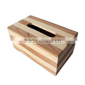 Customize Square Wooden Striped Tissue Box photo-3