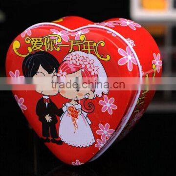 heart shape tin plate metal candy box for wedding