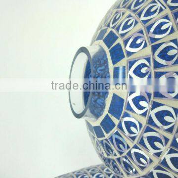 White With Blue Fashion Peacock Feather Pattern Handmade Decorative Flower Vase photo-4