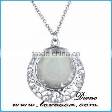 Vintage Antique Bronze Copper Luminous Crystal Necklace Glowing in Dark photo-5