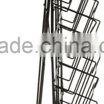 2 Tiers Modern Black Newspaper Stand Metal Wire Magazine Display Rack photo-4