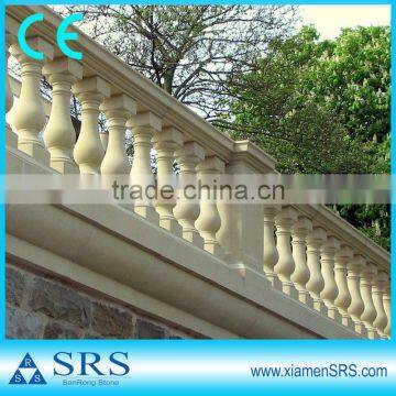 Yellow stone outdoor stair railings