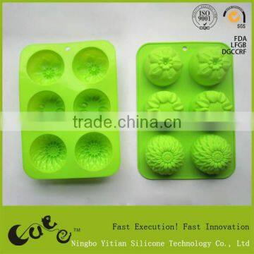 Food Grade Silicone chocolate flower moulds 6cups/cake mould