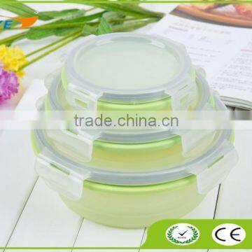 Food Grade Collapsible Silicone storage container 3 sizes/ Air-tight Silicone Folding Lunch Box Microwave Safe