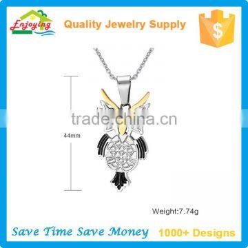 Sample Design Anniversary Stainless Steel Unisex Necklace With Owl Pendant photo-2