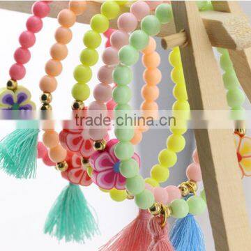 Colorful Bangle Wristband Children Kids Custom Tassel Bead Bracelet photo-6