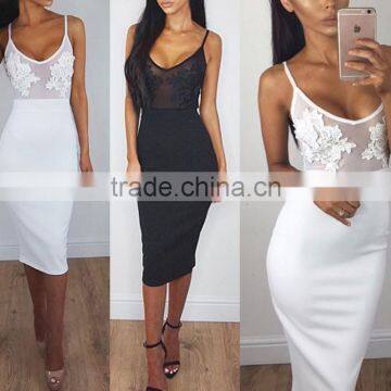 2017 Women Bodycon Bandage Pencil Mini Slim Lace Evening Party Cocktail Dress