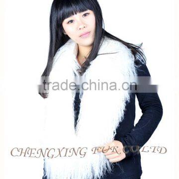 CX-S-31 Genuine Rainbow Tibetan Sheep Fur Scarf- Plus Size photo-5