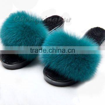 CX-A-70 Cheap Soft Women Wear Genuine Fox Fur Slides photo-5