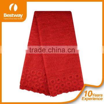 Bestwaytex CP0072 In Red Color Nigeria Guipure Lace Fabric 2015