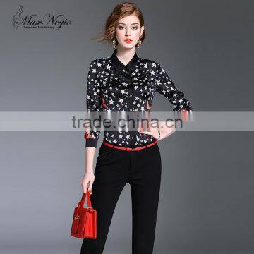 Maxnegio Long Sleeve Latest Blouse Office Printed Designs
