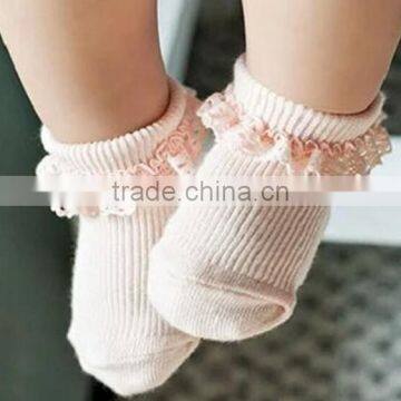 wholesale retail beautiful fancy rib ruffle knitted cheap infant baby socks