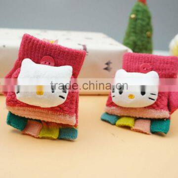 TC13011 Cute Kitty Animal Pattern Baby Gloves With Fingers, Cheap Knitted Baby Gloves Wholesale photo-5