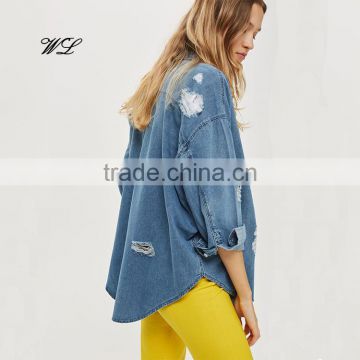 China supplier denim fashion custom woman shirt and blouse