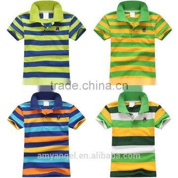 New Design 200 Grams Urban 100% Cotton Oem Stripes Print Style Customized Embroidered Logo Polo Shirts For Kids photo-2