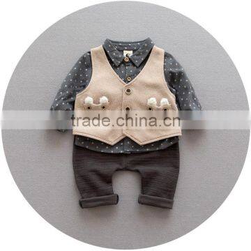 S17669A Autumn Boys Clothing Set Gentleman Kids 3 Piece Sets photo-4