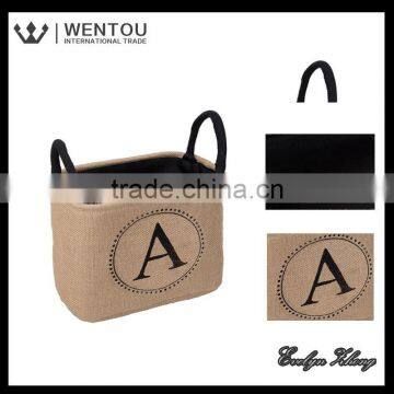 Wholesale Monogramed Burlap Storage Bin With Handles photo-6