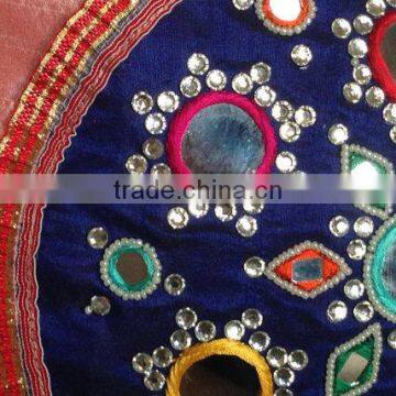 Peach Decorative Pillow With Applique & Mirror Embroidery, Accent Pillows, Couch Sofa Toss photo-2