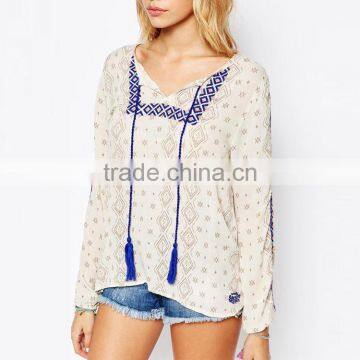 Latest Ladies Chiffon Women Tops Casual Fashion Blouse for Women 2016 photo-2