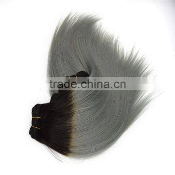 Double Sewed Silver Grey Brazilian Human Hair Weaving Factory Wholesale 1B Grey Brazilian Ombre Hair Extensions