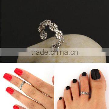 vintage silver plated anel flower finger foot midi ring footwear rings jewelry