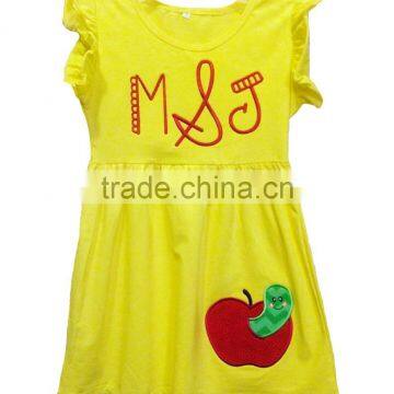 Wholesale children flutter sleeveless dress baby girls cotton ruffle dressess kids boutique clothes