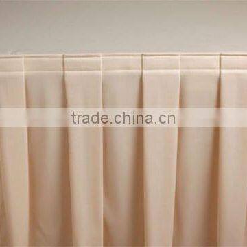 Box pleat olyester wedding table skirting thick polyester table line tablecloth for banquet wedding