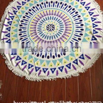 New fashinable custom printed super absorbed polyester round beach towel