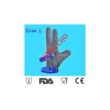 Three digits protection! three finger stainless steel mesh safety gloves metal mesh knife gloves metal safety work glove