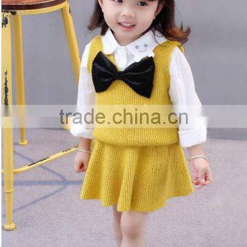 B21666A Korean Hot Selling Kids Clothing Sets Little Girls Sweater Vests Dress Suits photo-5