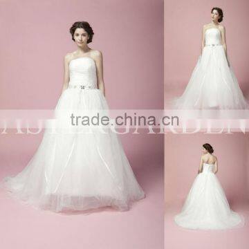 wedding dress 2017 A-line Strapless Court Train Organza ball gown bridal gowns Wedding Dress AS281