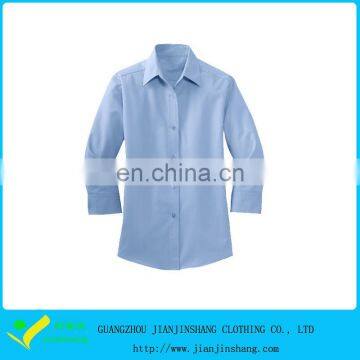 Custom Three Quarter Sleeve Light Blue Work Business Shirts