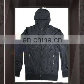 OEM Design Hot Sales Outdoor Waterproof Zip Logo Black Printing Men Sport Jacket