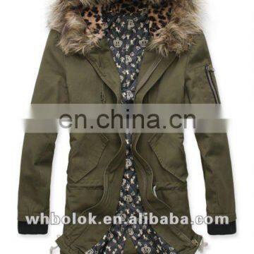 Wholesale factory direct Men's winter long coat with fur hood padded winter warm coat