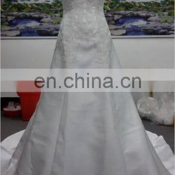 EBX-41 Cap sleeve lace satin wedding dress