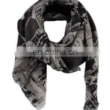 Pure Wool Digital Printed Autumn Winter Warm Women Fashionable Square Scarf Custom Cheap Stoles Dubai Thin Style Lady Scarf