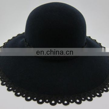 Lace brim fedora hat