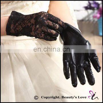 Beauty`s Love Wedding Accessory Sexy Women Lace Fabric Satin Gloves