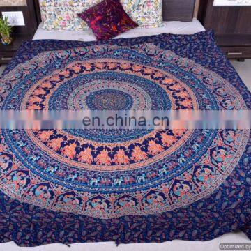 Elephant Mandala Sanganeri Print Duvet Covers Throw Quilt Cover Hippie Bedspread