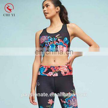 Manufacturer custom sublimated women activewear, removeable padded yoga bra tops